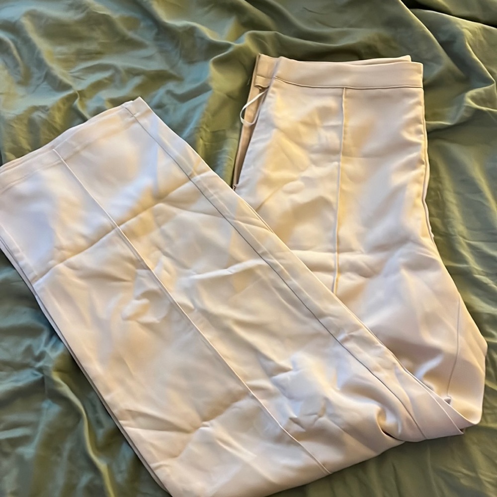 High rise khaki pants, flared, size large, never worn